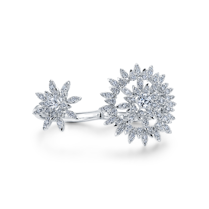 Aerial Sunburst Double Finger Ring