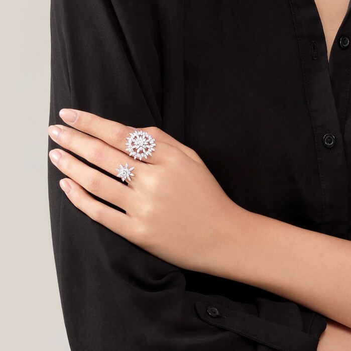 Aerial Sunburst Double Finger Ring