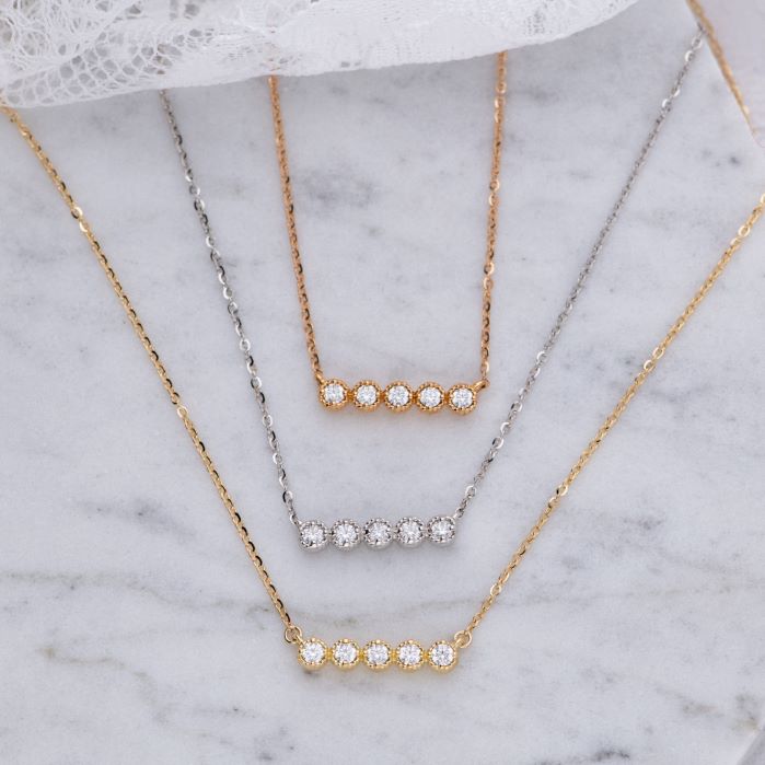 Liliana Milgrain Diamond Bar Necklace